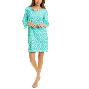 Jude Connally Bree Mini Dress Turquoise & White Small NWOT